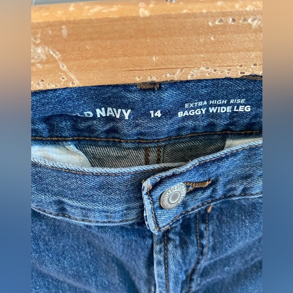 Old Navy Extra High Rise Baggy Wide Leg Jeans Vintage Style size 14 Grunge Y2K - Picture 2 of 5